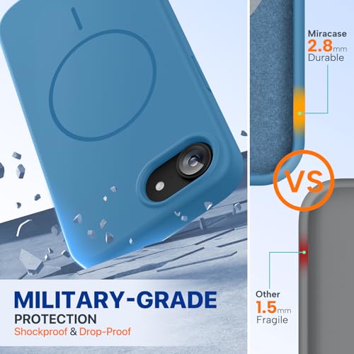 Image of Miracase Magnetic for iPhone 17e Case & iPhone 16e Case, [Soft Anti-Scratch Microfiber Lining], Compatible with MagSafe, Silicone Shockproof Protection Phone Case for iPhone 17e /16e, Capri Blue