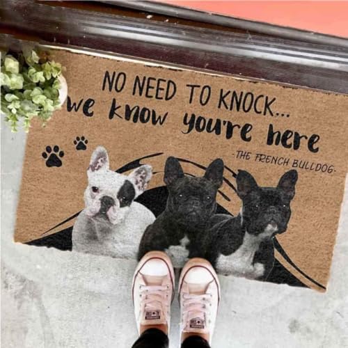 ���փ}�b�g �t�����`�u���h�b�O�̃z�[���f�R���[�V������ᔻ����K�v�͂���܂��� 50×80cm doormat No Need To Knock French Bulldog Home Decor