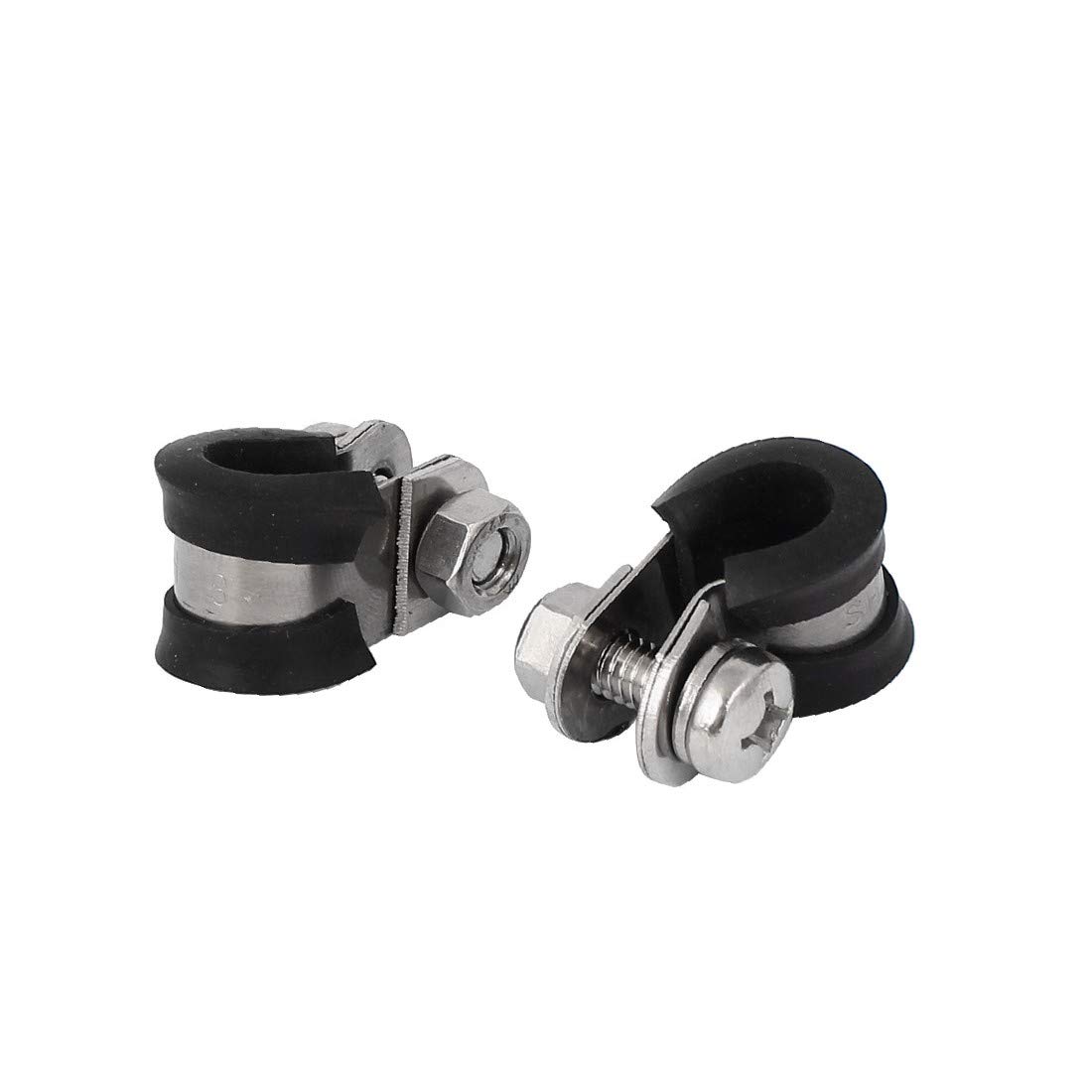 Silber Jubiläumsklemmen, Schlauchklemmen, 6 mm 304 Edelstahl EPDM, zuverlässige Wirksamkeit, mit Gummi ausgekleidet, P-Clips, Kabelmontage, Schlauchschelle, 5 Stück (Farbe: mehrere Farben) (Farbe: Sch
