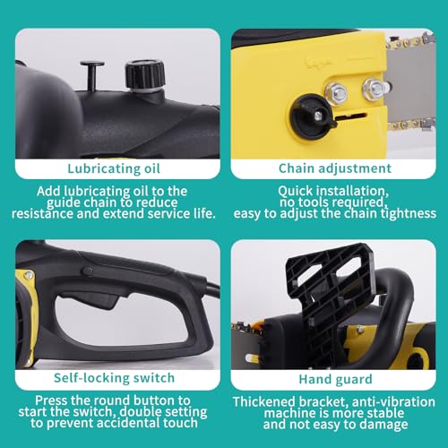 Electric Chainsaw, 2500W Powerful Electric Chainsaw,16" Portable Corded Chain Saw with 1.5m Power Cable, 4500rpm Chain Saw for Garden Tree Pruning, 10m/s Chain Speed Auto Chain Lubrication to Cut Wood 2 Electric Chainsaw, 2500W Powerful Electric Chainsaw,16" Portable Corded Chain Saw with 1.5m Power Cable, 4500rpm Chain Saw for Garden Tree Pruning, 10m/s Chain Speed Auto Chain Lubrication to Cut Wood - Image 2