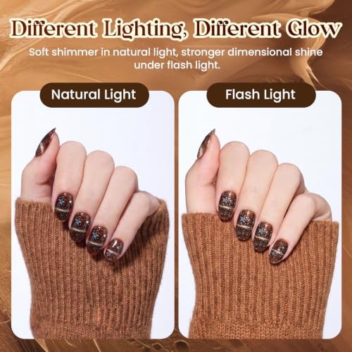 Image of Beetles Fall Brown Cat Eye Gel Nail Polish