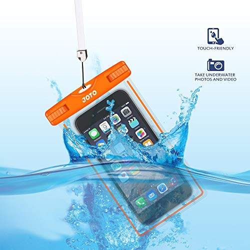 Image of JOTO Universal Waterproof Phone Holder Pouch, Underwater Case Cell Phone Dry Bag for iPhone 14 13 12 11 Pro Max Mini XS Max XR X 8 7 6S, Galaxy S21 S20 S10 S9 Pixel HTC LG Motorola Up to 7.0 inch -Orange