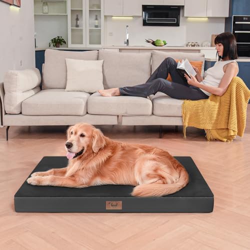 Image of Jumbo Waterproof Orthopedic Dog Bed for Extra Large Dogs | Egg Crate Foam, Pressure Relief, Fits 54x37 Crates, Machine Washable 1680D Oxford Cover, Indoor & Outdoor Use, Up to 150 lbs