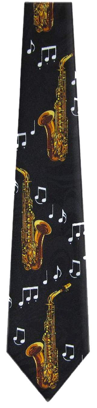 WI-306 - Mens Novelty Saxophone Necktie - Black Gold