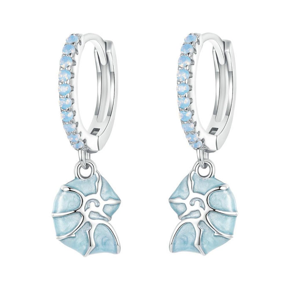 QHQQXN Pendientes de Concha de Concha, Pendientes de aro de Plata de Ley para Mujeres y niñas, Regalos de joyería de Playa de Concha Bohemia