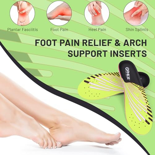 Image of 240lbs+ Arch Support Pain Relief Insole Men Plantar Fasciitis Orthotic Insert Women, Comfort Flat Feet Heel Pain Work Boot Shoes Insole Standing All Day Size 7, 260MM