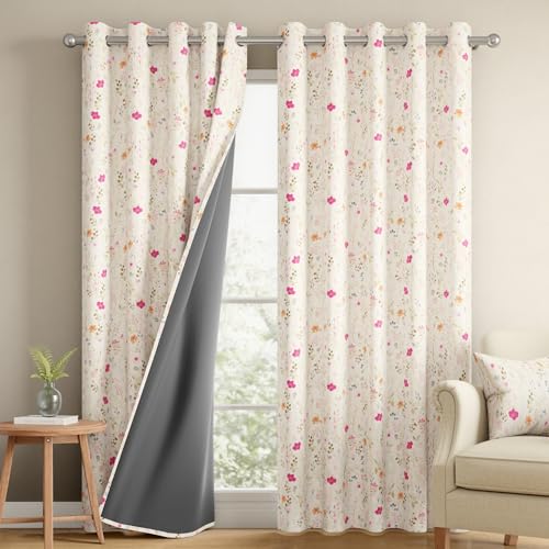 Image of Wakefit Printed Blackout Long Door Curtains 9 Feet | Set of 1 | Upto 99% Room Darkening | Double Layered Fabric | Thermal Insulated & Noise Reducing Curtains for Living Room| Splash Beige