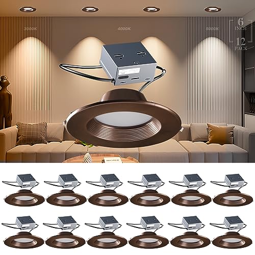 Lightdot 6 Inch Recessed Lighting 12 Pack Brown, 12W Dimmable