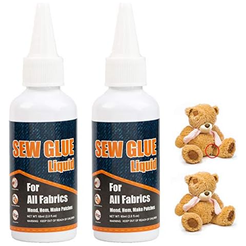 Plextone Sew Glue Liquid for Fabric-Stich Adhesive Waterproof Clear Permanent (60ml+60ml) Cover