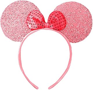 Youngly Multicolor Sparkly Mouse Ears Sequin Bow Glitter Headband Unisex Polka Dot Minnie Mouse Disney Fancy Dress Costume Party Decoration Gifts Accessories