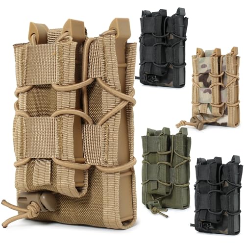 Pochette d'étui Molle mag double noire 9mm avec rétention ajustable - 3