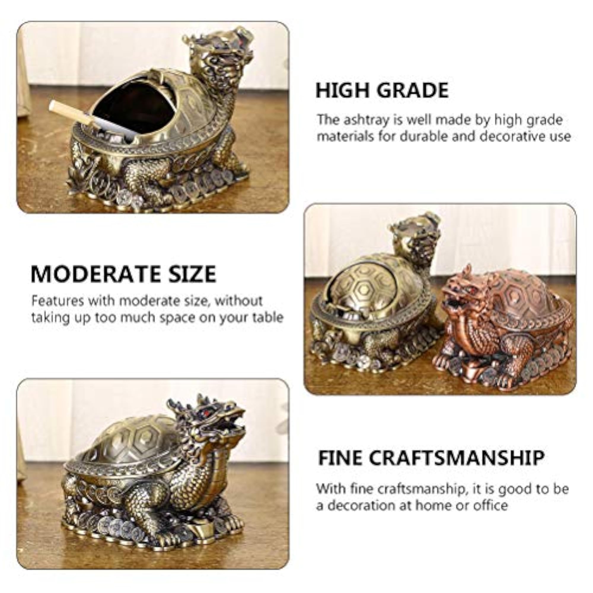 Creative Household Ashtray with Lid, Retro Design