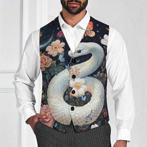 Moon Galaxy Snake Men's Suit Vests Business Formal Dress Vest V-Neck Waistcoat for Wedding Casual2