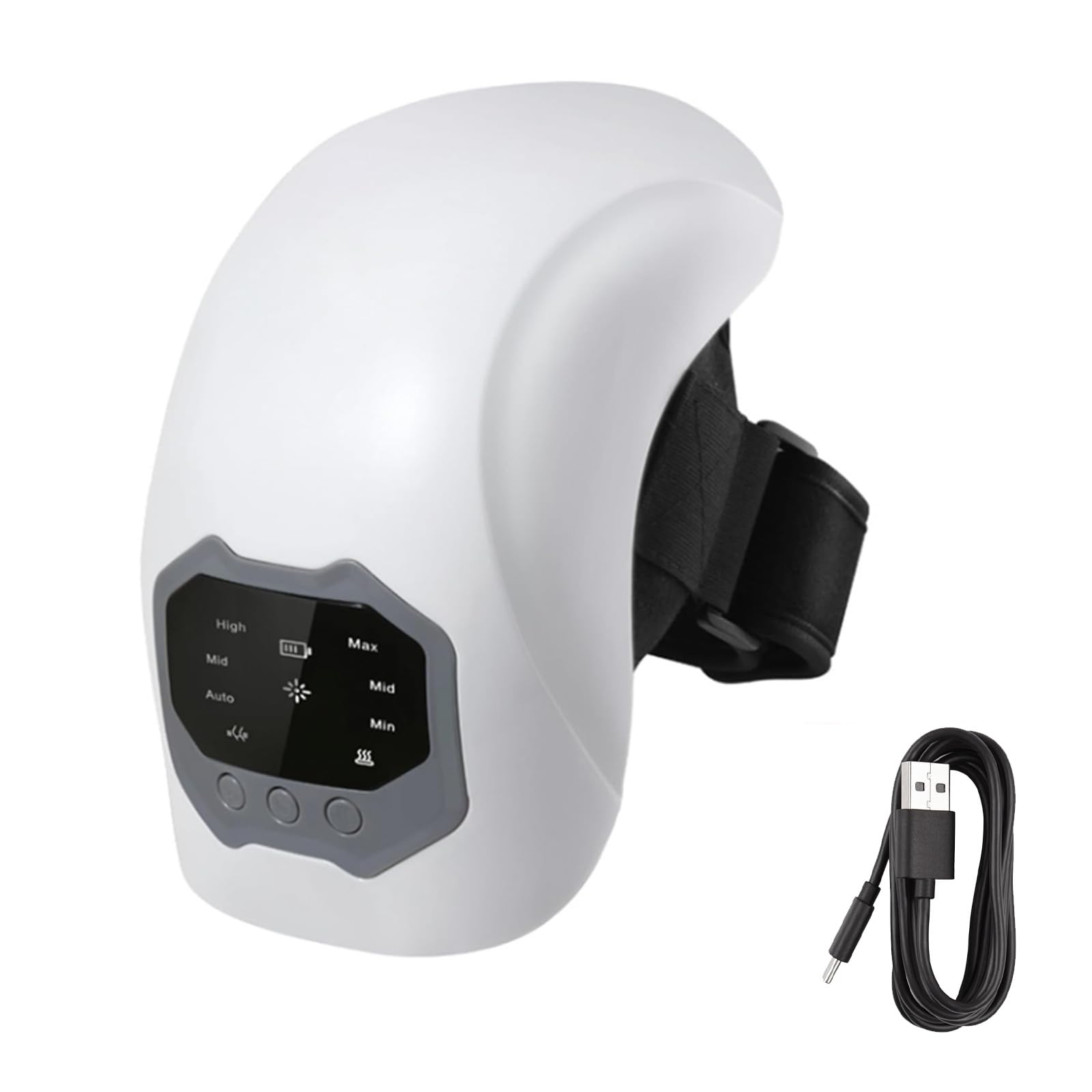 Dispositivo de masaje inalámbrico de rodilla, recargable, con calefacción de luz roja, bandas de rodilla de 48 cm de largo, pantalla LED, masajeador inalámbrico para rodillas relajadas
