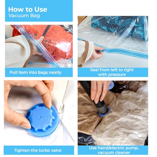 Image of Lifelong Pack of 5 Vacuum Bags for Travel | Vacuum Storage Bags with Pump, Packing & Large Storage Bags for Clothes & Other Items | Reusable Space Saver Bags for Storage |More Space to Keep Essentials
