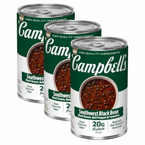 Campbell's Protein Southwest Black Bean Soup, 16.3 Oz Can (Pack of 3)