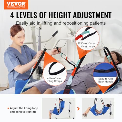 Image of VEVOR Universal Full Body Patient Lift Sling -Small, Patient Lift Medical Sling for Easy Transfer and Bathing, Polyester Patient Aid Transfer Sling for Elderly, Disabled, Bedridden, 600LBS Capacity