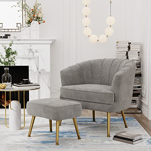 Sillón Plegable Terciopelo Gris miniatura 7