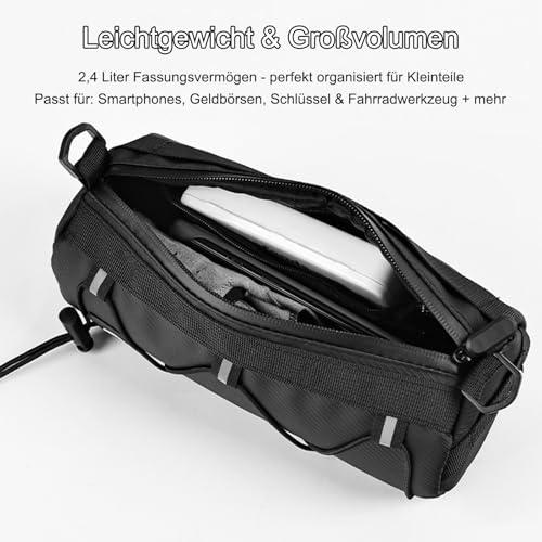 Rarapop Lenkertasche Fahrrad, Fahrradtasche vorne Lenker, Aufbewahrungstasche mit Schultergurt für Mountainbike, Rennrad – Ansicht 4
