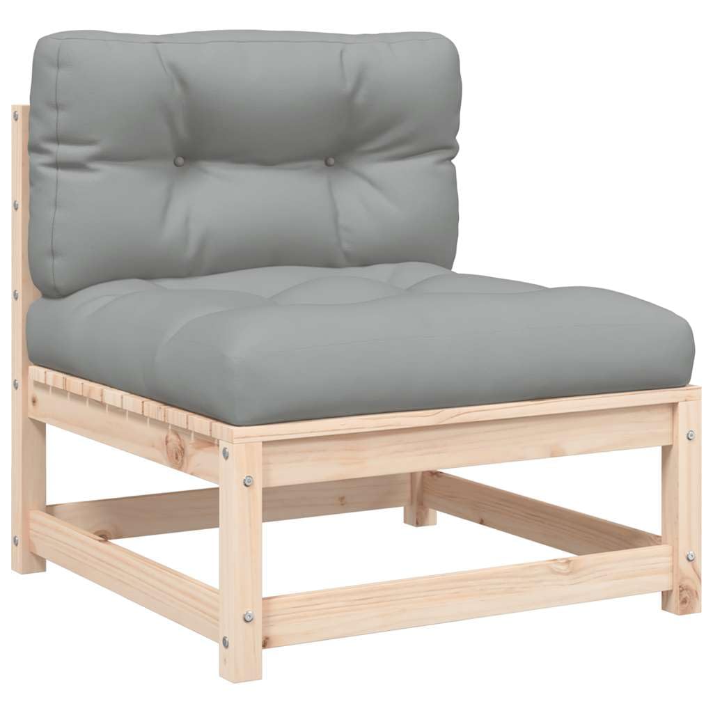 vidaXL Sofá de Jardín sin Reposabrazos con Cojines y Reposapiés, Asientos con Respaldo, Sillones Modulares, Muebles para Patio Terraza