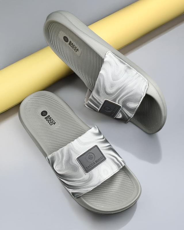 Image of Bacca Bucci Hologlide Men's Comfort Slides | Cushioned EVA Footbed | Anti-Slip Sole | Lightweight Everyday Sliders