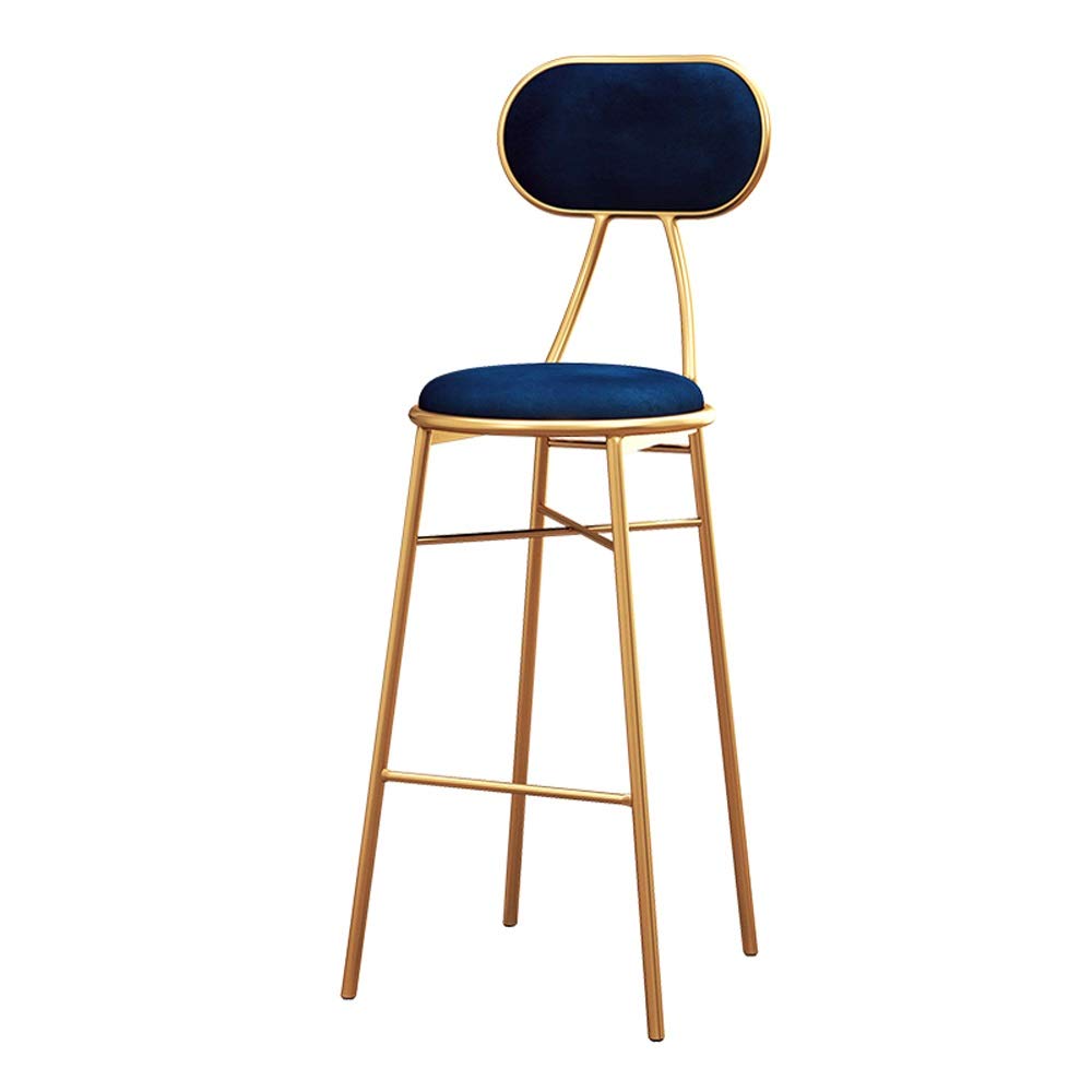 ChengLao-- Iron Chair Bar Stool Bar Stool Home Dining Chair Simple Creative Line Bar Chair High Stool Chair, 4 Colors, 3 Sizes Bar stool (Color : Blue, Size : 75cm)