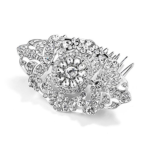 Mariell Vintage Glamour 1920's Bridal, Prom or Wedding Hair Comb with Dazzling Crystal Art Deco Design