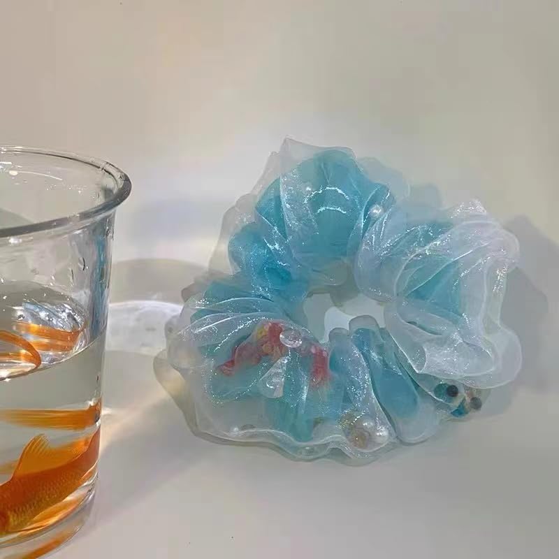 Dramy Goldfish Blue Hair Scrunchie - Image 2