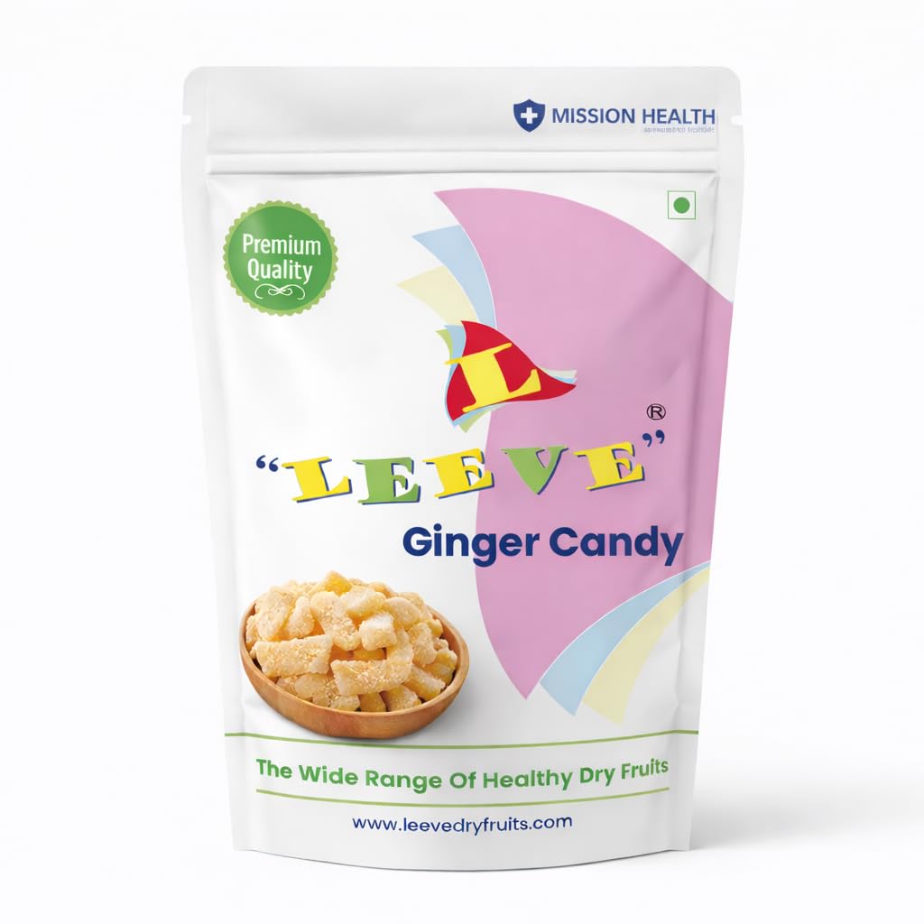 LEEVE Ginger Candy 200g – Sweet & Spicy Ginger Cubes | Natural Digestive Candy |Ginger Bites | Tasty After Meal Mouth Freshener | Healthy Snack