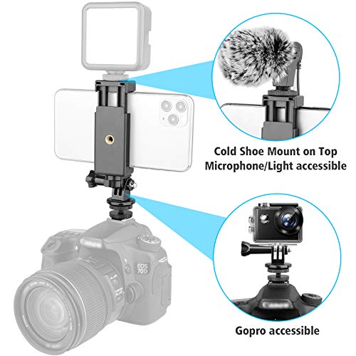 Anwenk Phone Holder Hot Shoe Mount Adapter With Cold Shoe Mount For Microphone/Flash Light Compatible With Gopro Hero Dji Osmo Action Camera Smartphone, Attach On Dslr Camera/Ring Light/Tripod #TOP2