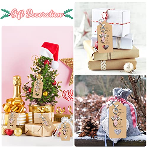 Dreamtop 30 Sets Angel Keychains Favor Angel Charms Angel Wing Pendant With Thank You Tags Drawstring Organza Bag Guest Return Gifts For Wedding Baby Shower Baptism Favors For Girls  thumb #5
