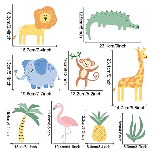 Image of Safari Jungle Animals Wall Stickers for Kids Room Nursery - Peel and Stick Colorful Wildlife Decals - Removable Vinyl Wall Art for Bedroom Playroom Home Decor - Adventure Animal Stickers