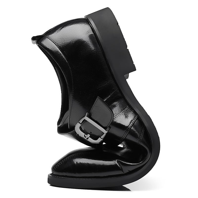 Men's Oxford Dress Shoes- Slip-On Wingtip Monk Strap, Pointed Burnished Toe, PU Leather Low Top with Non-Slip Rubber Sole for Outdoor/Formal Occasions2