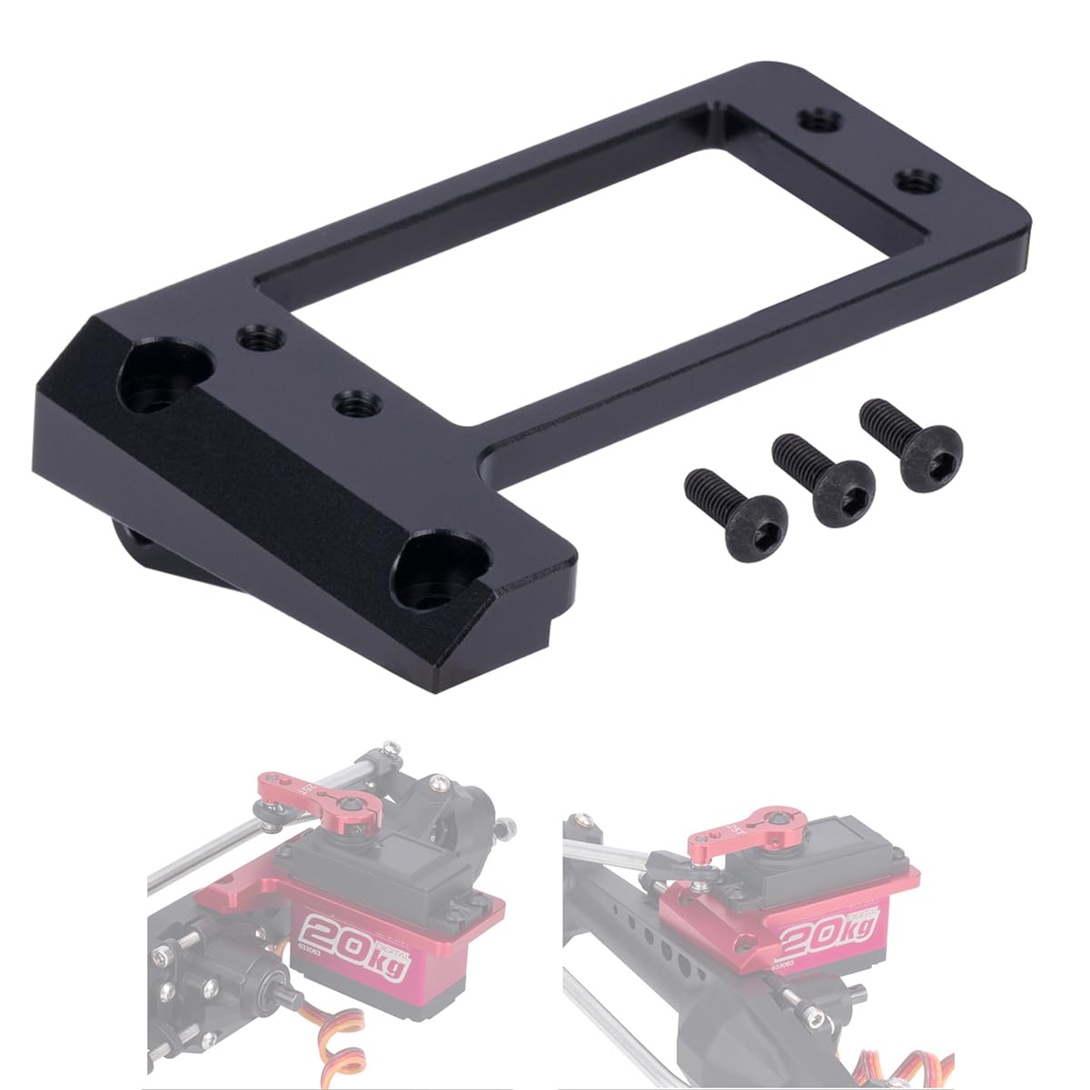 1/10 RC Servo Mount, Aluminum Front Axle BAT Servo Mount Low Center of Gravity for 1/10 RC Crawler Car VP Capra F9 DIY LCG Chassis Upgrade Parts(Black)