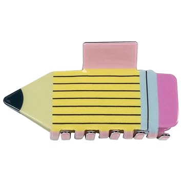 Ecuupas Pencil Bow Hair Claw Clips Back To School Hair Clips Funny Teacher Hair Clips Cute Hair Jaw Barrettes Yellow Pencil Claw Clip Students Hair Accessories for Children Girl Women Yellow