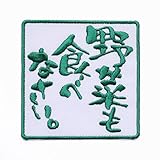 文字ワッペン「野菜も食べなさい。」【刺繍 アイロン接着 文字ワッペン おもしろワッペン】