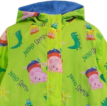 Peppa Pig Waterdichte kinderjas, regenjas voor meisjes, fleece gevoerde jas met capuchon voor peuters en kinderen, 2-6 jaar, Meerkleurig, 3-4 jaar