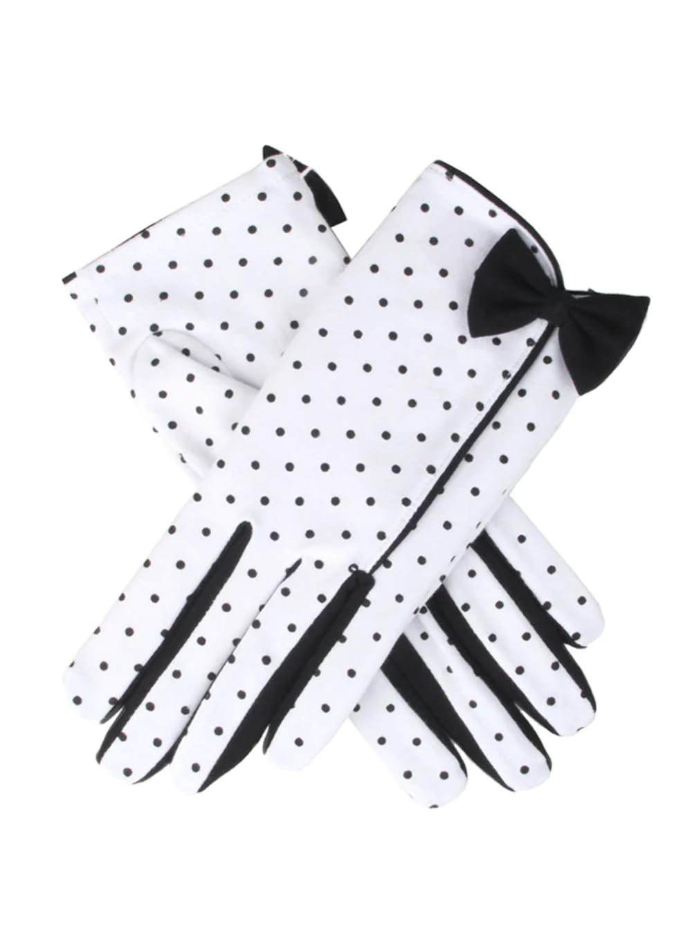 Dents Women's Spotted Cotton Gloves WHITE/BLACK ONE