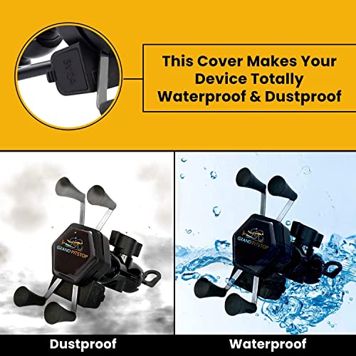 Image of GRAND PITSTOP Mobile Holder for Bikes, Motorcycle, Scooter, Bicycles, Bike Mobile Holder, Aluminium Handlebar Cellphone Holder for Maps and GPS Navigation with 360 Rotation Phone Mount-Black