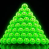 ArtCreativity 36 PCS Glow in The Dark Smile Face Green Bouncy Balls - Bulk Pack of 36, 1 Inch High Bounce Balls for Kids, Christmas Party Favors, Goodie Bag Stuffers for Boys and Girls