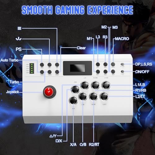 Nonbliep Wired Arcade Stick Compatible with PS5/PS4/PC/, for PS5 Fight Stick with Programming Function, Turbo Function, 9.8FT Braided Cable Fight Stick - 5