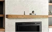 Touchstone 84-Inch Solid Wood Floating Fireplace Mantel Shelf - Rustic Farmhouse Natural Finish Wall Mount
