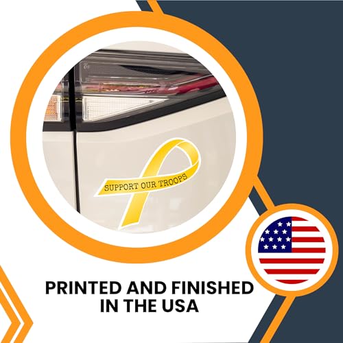 Image of Magnet Me Up Support Our Troops Yellow Patriotic Ribbon Magnet Decal, 3.5x7 Inches, 2 Pack Heavy Duty Automotive Magnet for Car Truck SUV, in Support of American Military, Crafted in The USA