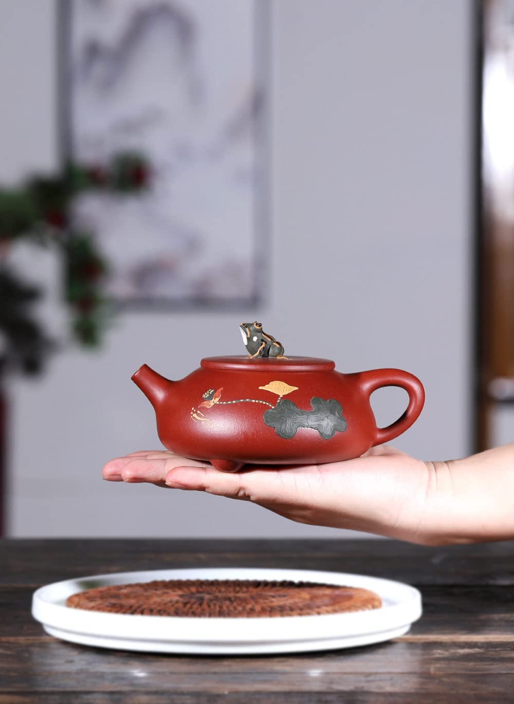 Teiera Yixing Zisha Cinese In Argilla Viola 400ml - Tradizionale Kung Fu Con Scatola - Foto 10
