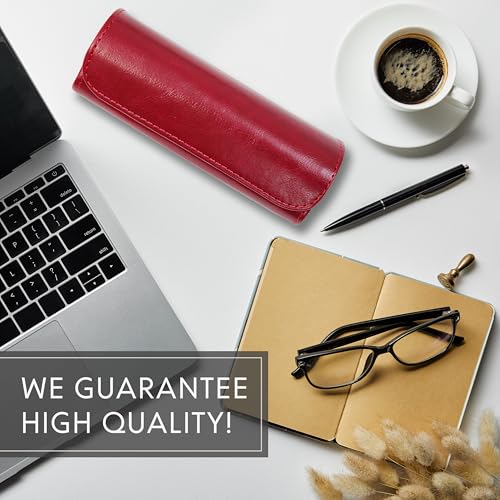 Image of Orsus Reading Glasses Hard Case, Premium PU Leather Horizontal Eyeglass Holder with Magnetic Closure for Women and Men