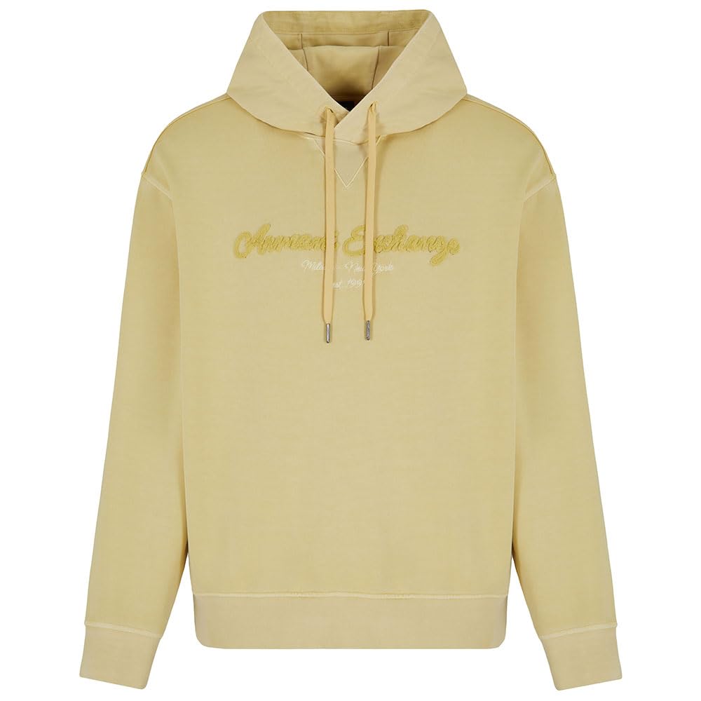 Armani Exchange Herren Pale Hay Men's Urban Heights, Cornely Logo Signature, Hooded Sweatshirt, Yellow, M