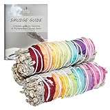 Ancientveda 3 Pack Rose Petals & Organic 4 Inch White Sage Smudge Sticks with Flowers for Cleansing Home, Meditation, Yoga, Healing & Smudging | Sustainably Sourced California White Sage Bundles