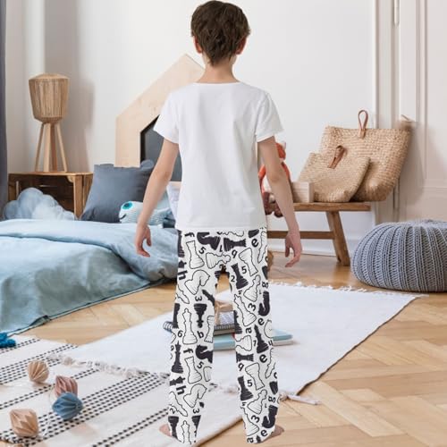 Boy's Pants Chess Pattern Jogger Pants Elastic Waist Long Bottoms Trousers with Pockets 6-14 Years3