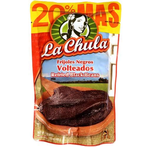La Chula - Frijoles Negros Volteados - Producto de El Salvador - Ideal para Comidas Exóticas- 283 Gramos