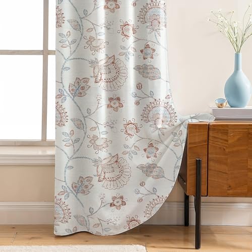 Image of LINENWALAS Printed Blackout Curtains for 5 Feet Window | Set of 2 | Printed Drapes | Thermal Insulated, Room Darkening Panels with Grommet Hanging for Living Room (Maroon Garden)